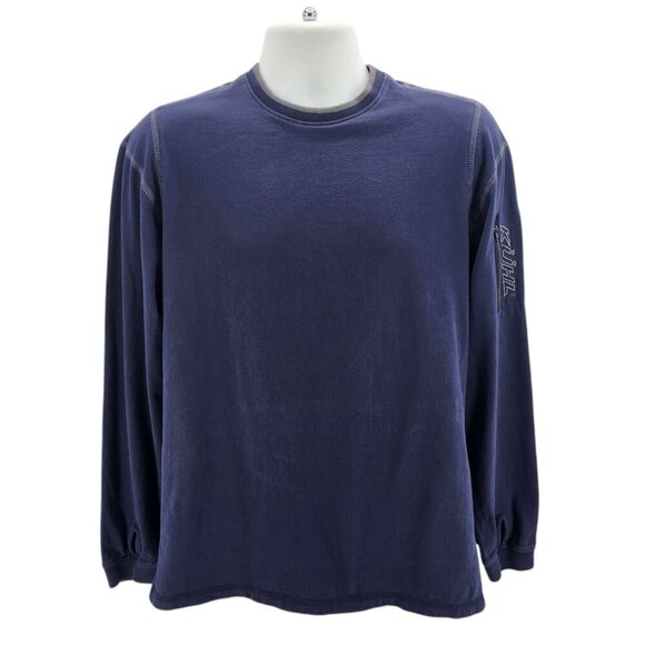 KUHL Mens Small WildFibre Organic Cotton Blue Long Sleeve Thumb Holes Shirt - Picture 1 of 11